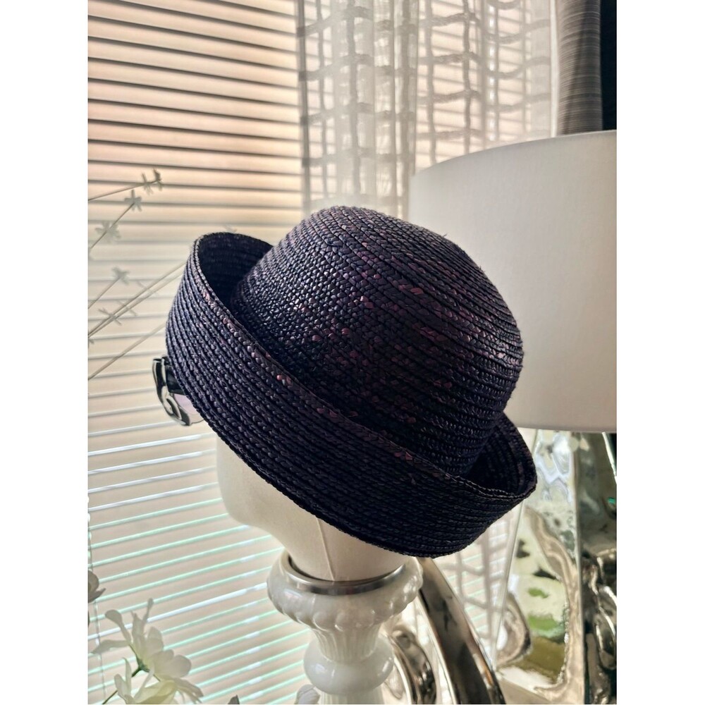 VTG Purple Woven Straw Summer Hat